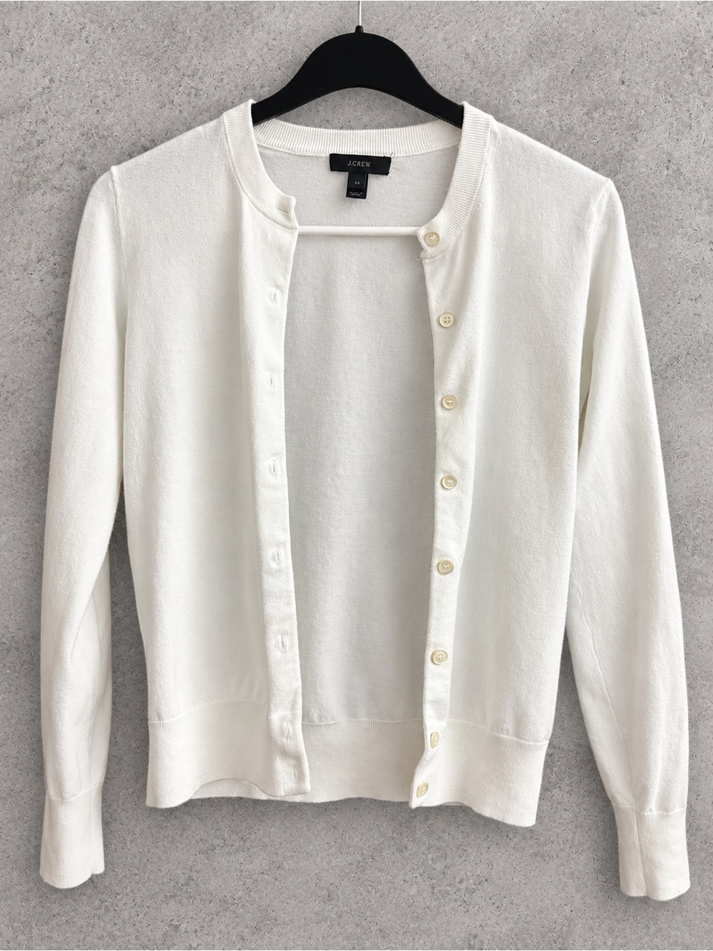 J.Crew Jackie Cardigan Sweater XS Ivory White Cotton Blend Button Front